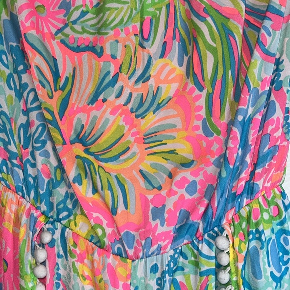 Lilly Pulitzer Daisy Romper Seaspray Lovers Coral Multi Strapless Size XS - Picture 4 of 10